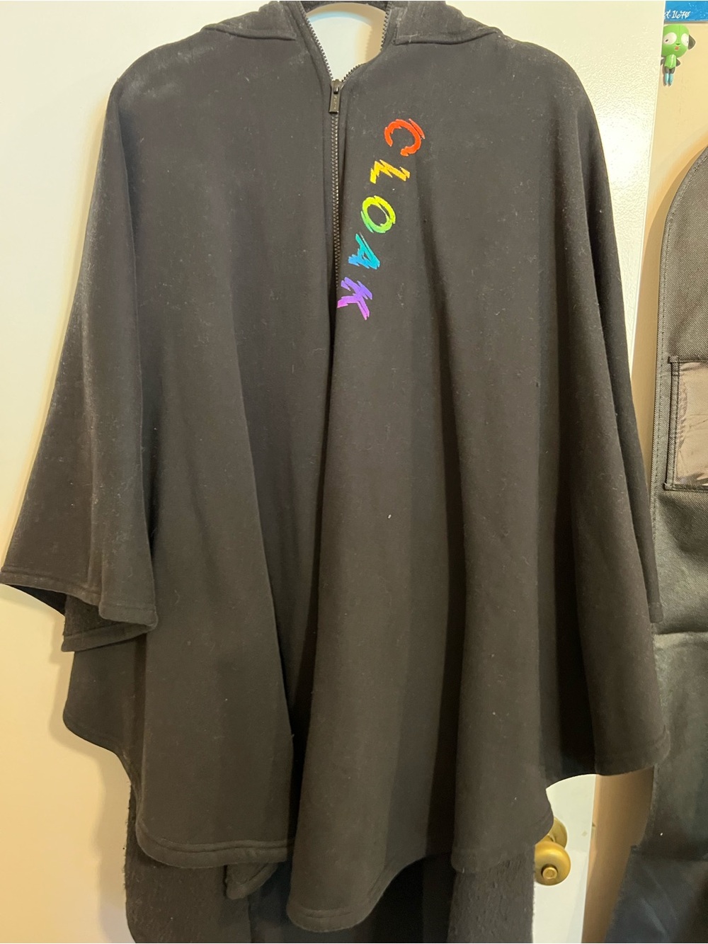 CLOAK Brand Cloak - Black Zip-Front Cloak with Rainbow 'CLOAK' Logo